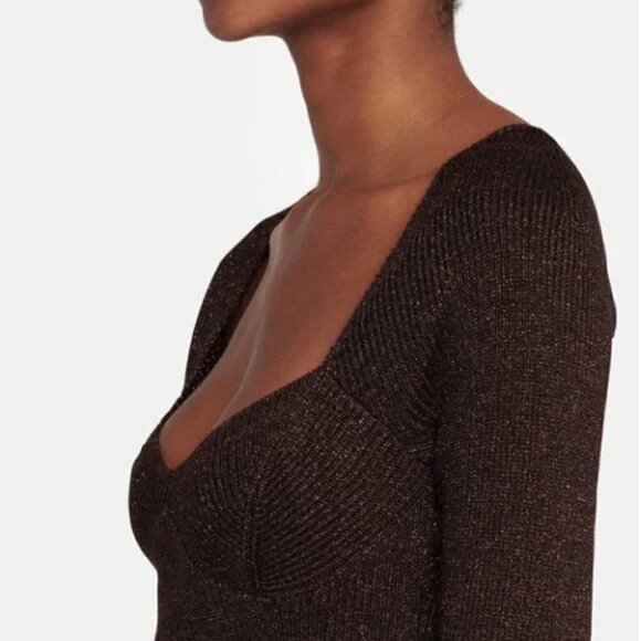 NEW Staud Cerro Brown Metallic Knit Top - Picture 2 of 6